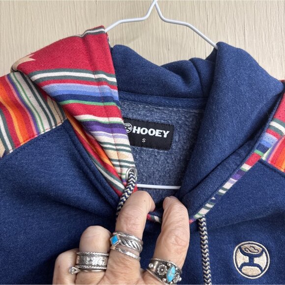 Hooey S Western Style Hoodie With Multicolor Aztec Print Sleeves - Picture 3 of 3